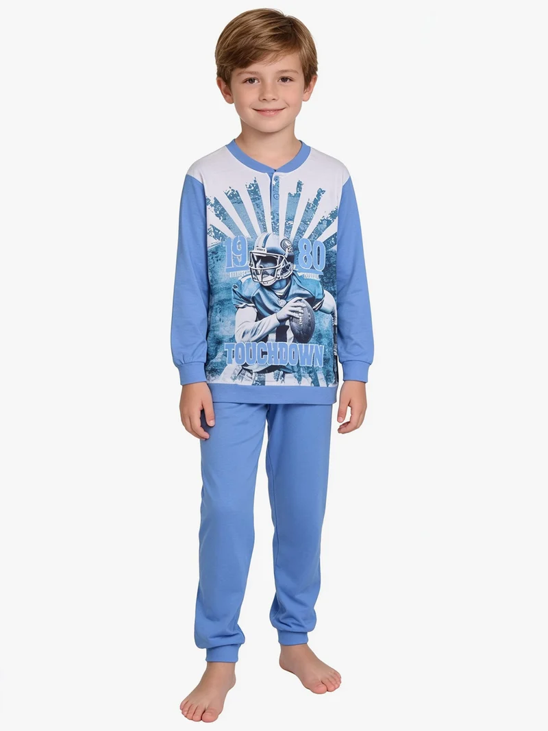 Pigiama lungo in cotone bambino - blu