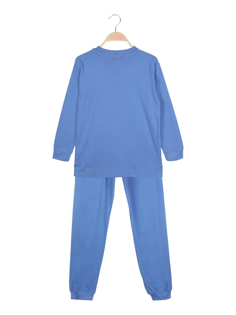 Pigiama lungo in cotone bambino - blu
