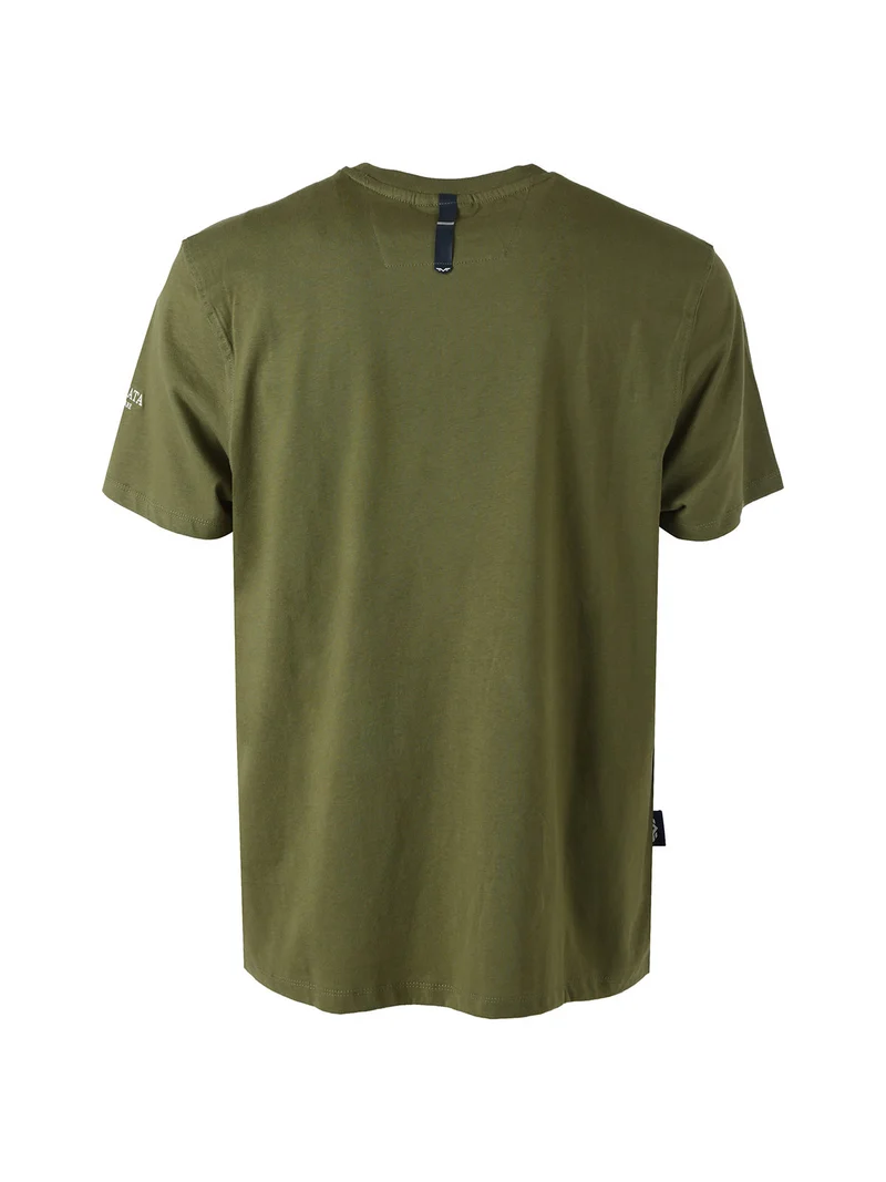 T-shirt girocollo da uomo in cotone - militare