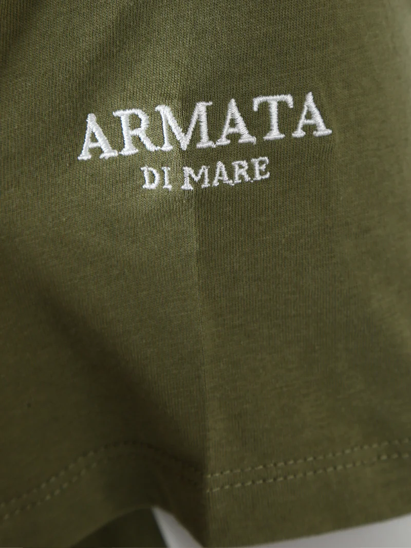 T-shirt girocollo da uomo in cotone - militare