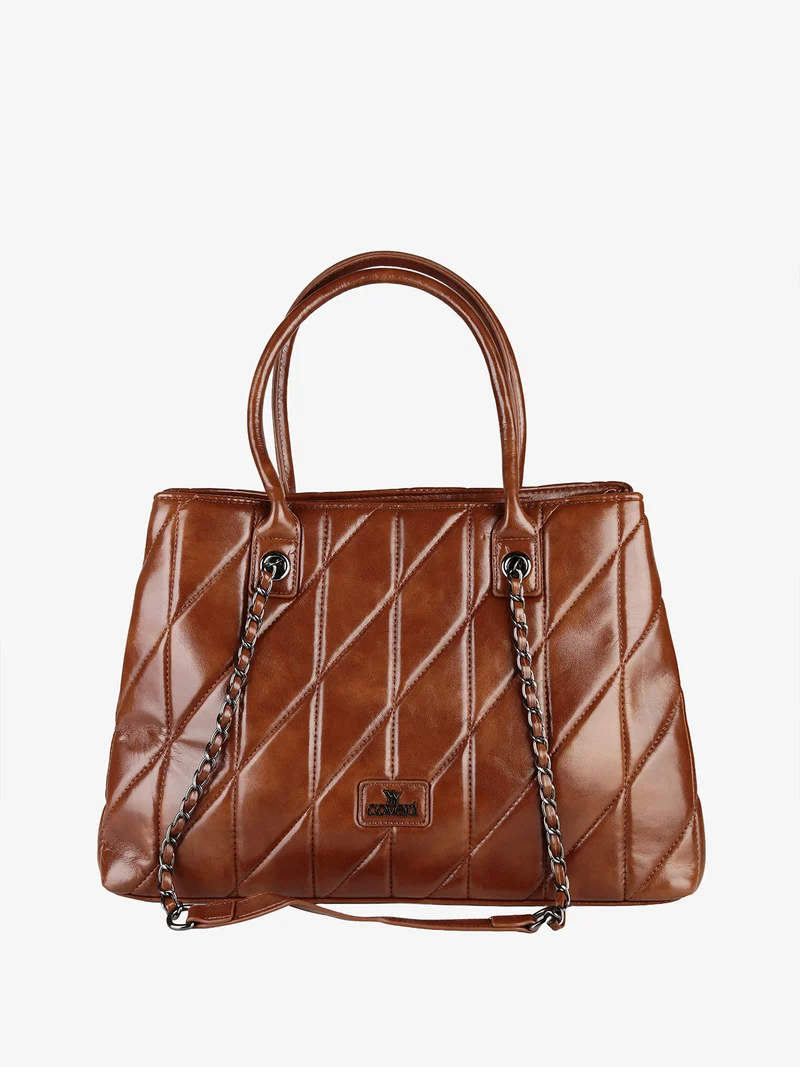 Borsa donna trapuntata con doppi manici - marrone