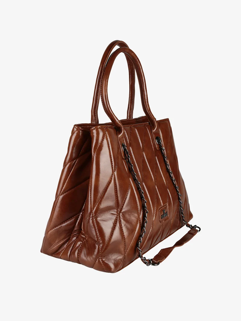 Borsa donna trapuntata con doppi manici - marrone