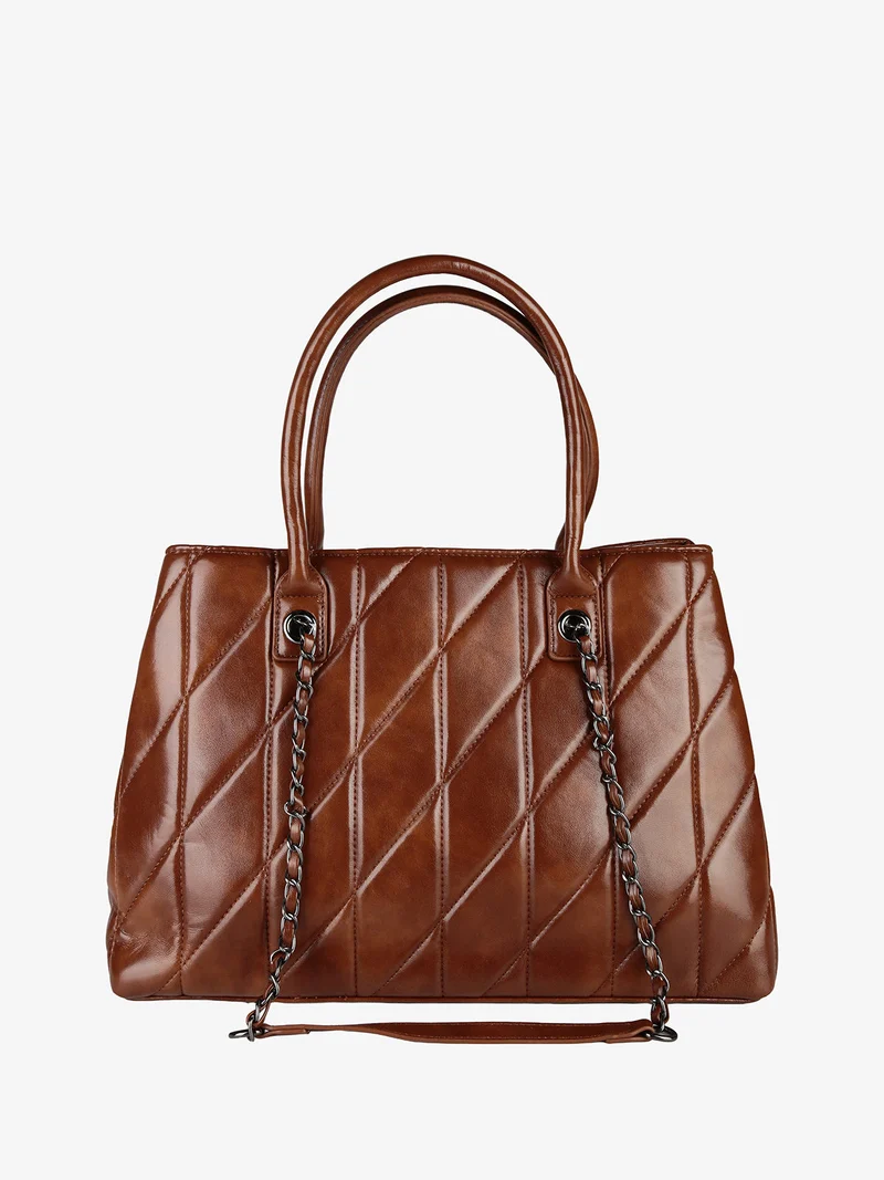 Borsa donna trapuntata con doppi manici - marrone