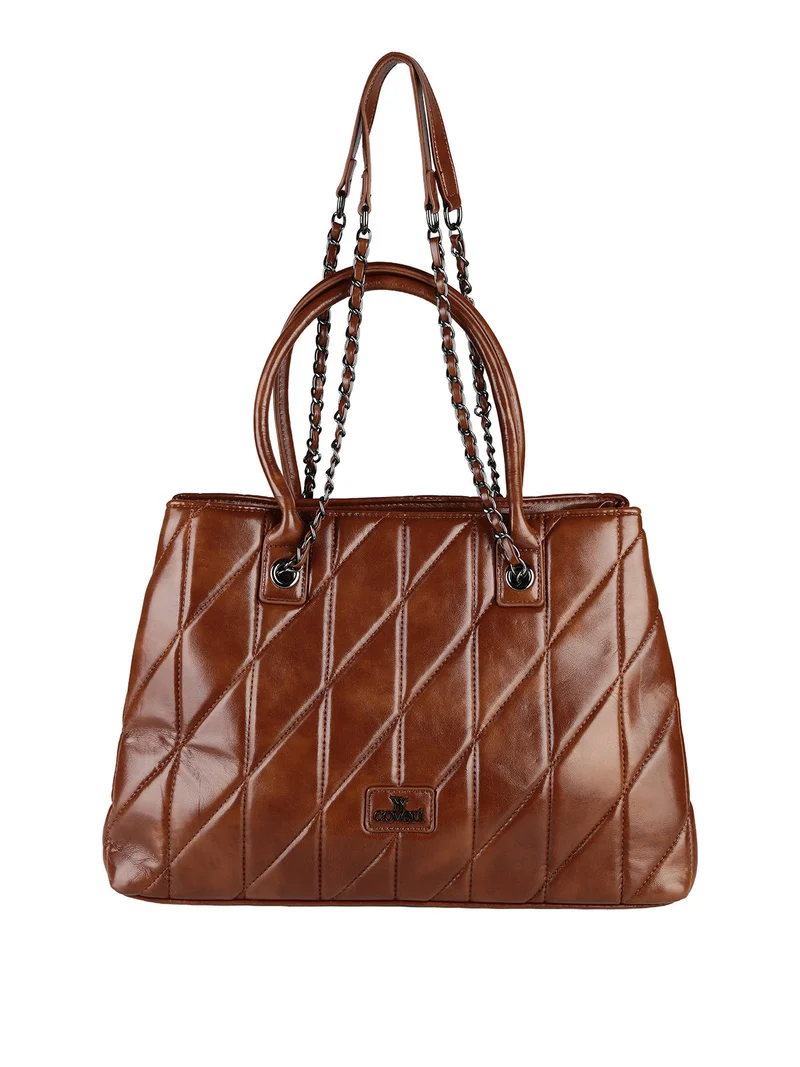 Borsa donna trapuntata con doppi manici - marrone