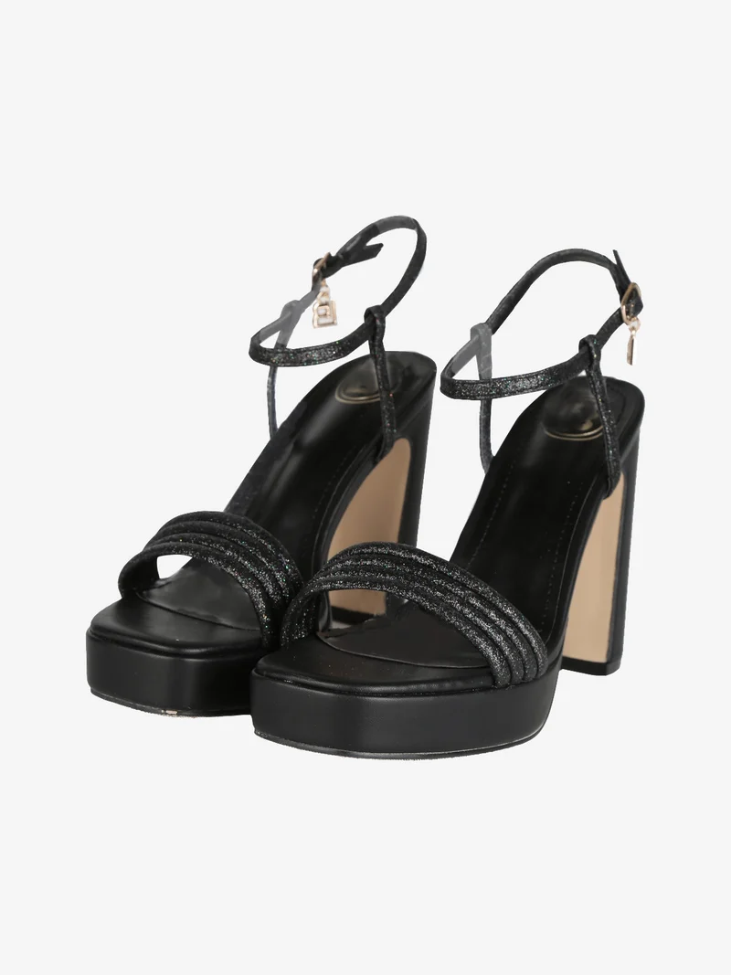 Sandali donna con tacco e glitter - nero