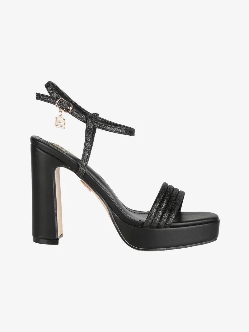 Sandali donna con tacco e glitter - nero
