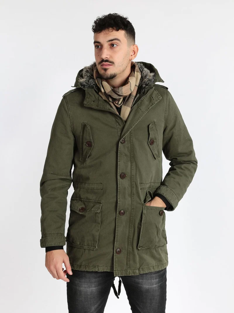 Parka sfoderabile con cappuccio - verde