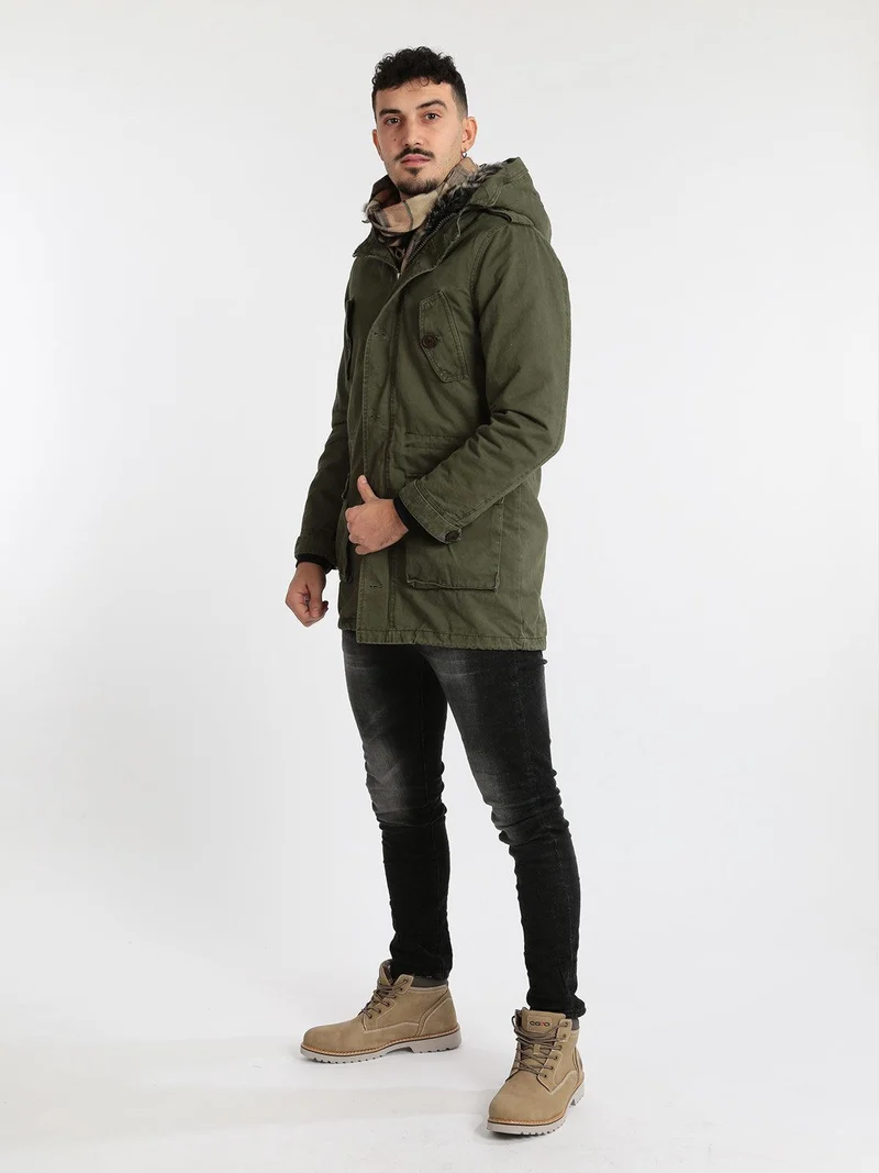 Parka sfoderabile con cappuccio - verde