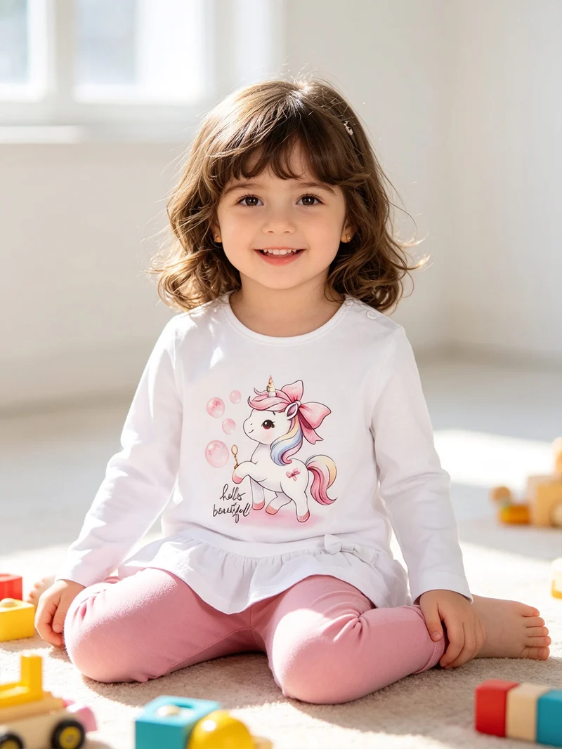 Completo 2 pezzi da neonata con maglietta e leggings - rosa