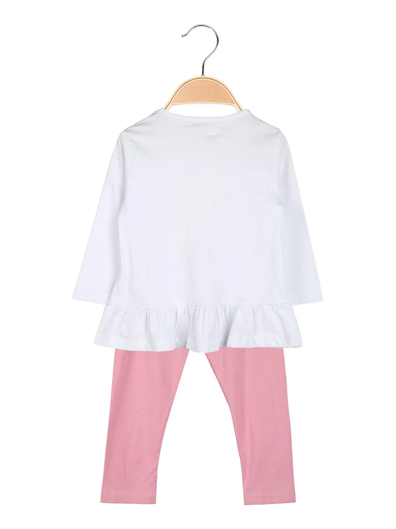 Completo 2 pezzi da neonata con maglietta e leggings - rosa