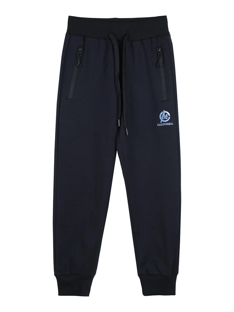 Pantaloni tuta da ragazzo con coulisse e polsini - blu scuro