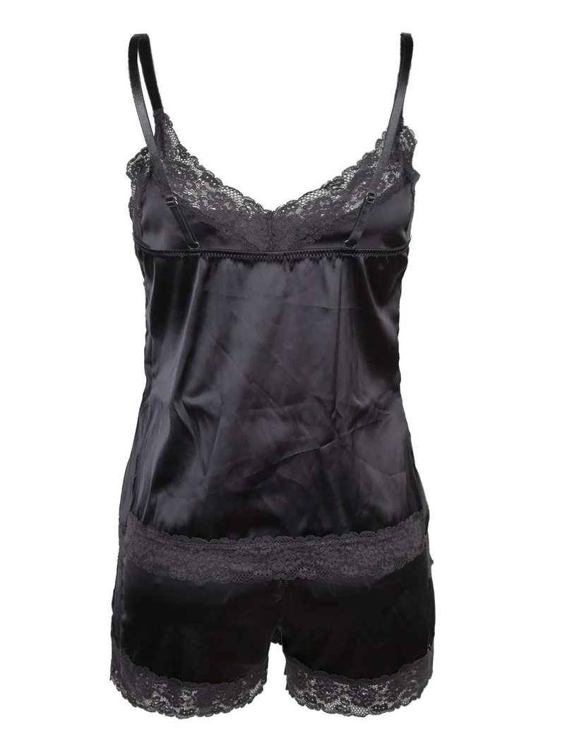 Luxury P0588C Top+culotte con pizzo - nero
