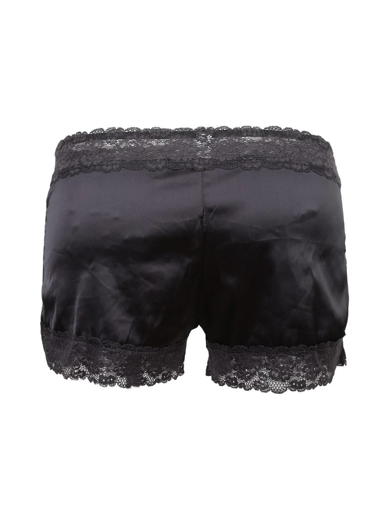 Luxury P0588C Top+culotte con pizzo - nero