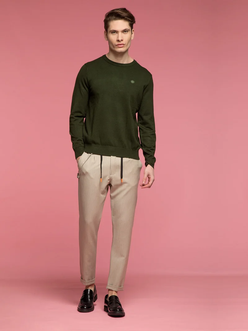Pantaloni casual da uomo con catena - beige