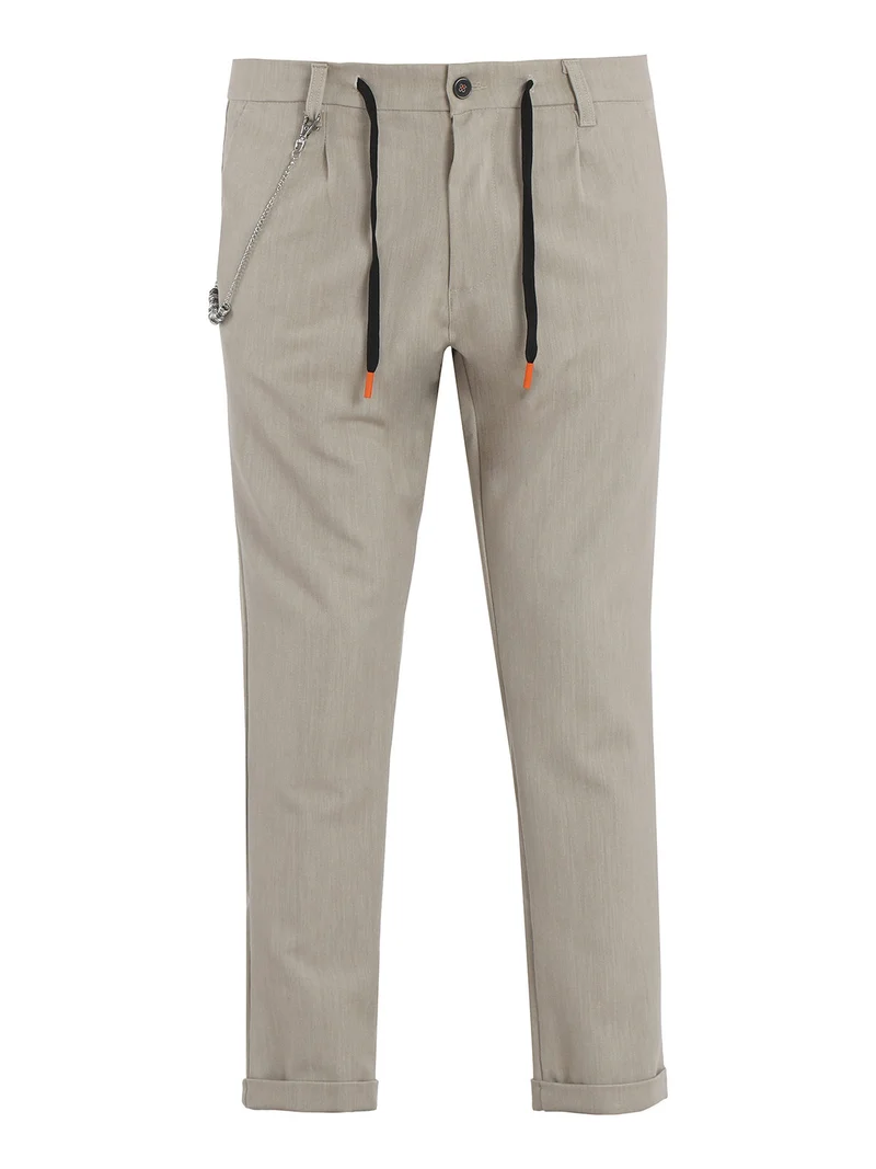 Pantaloni casual da uomo con catena - beige