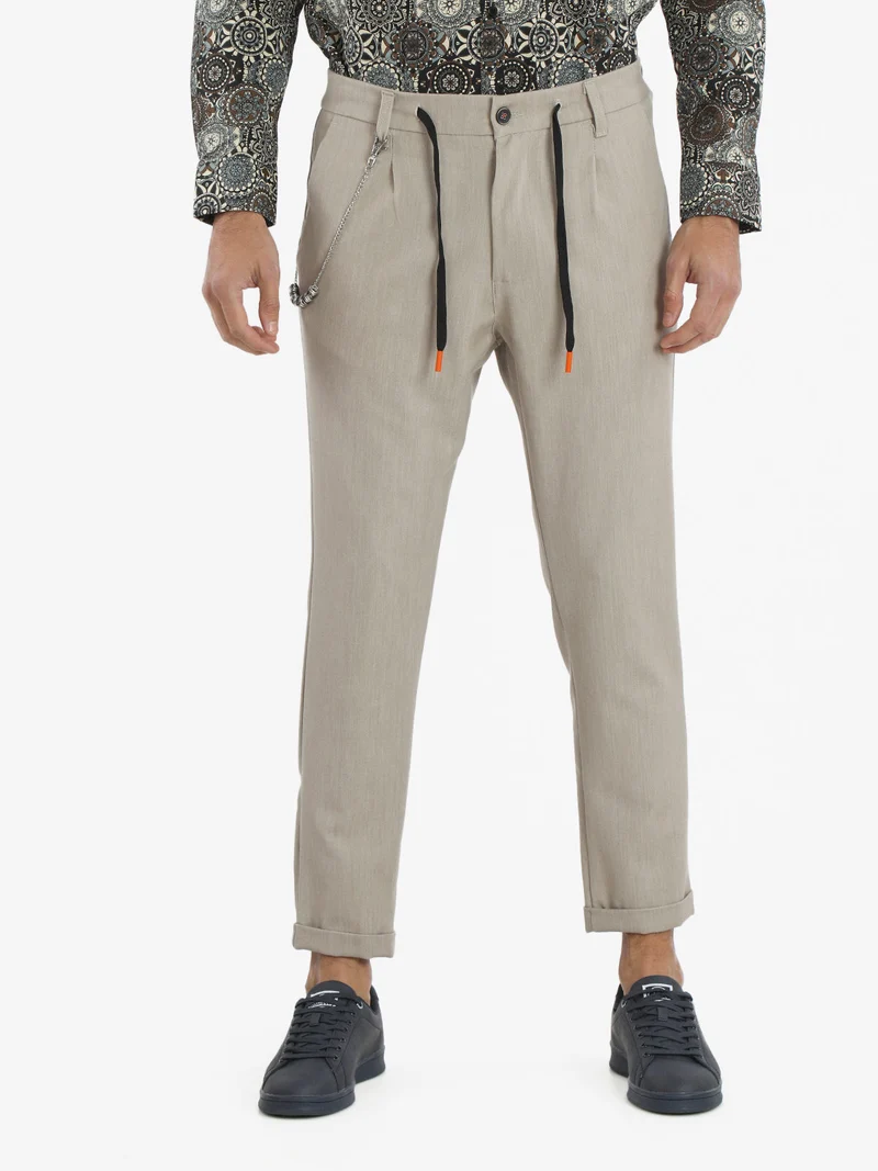 Pantaloni casual da uomo con catena - beige