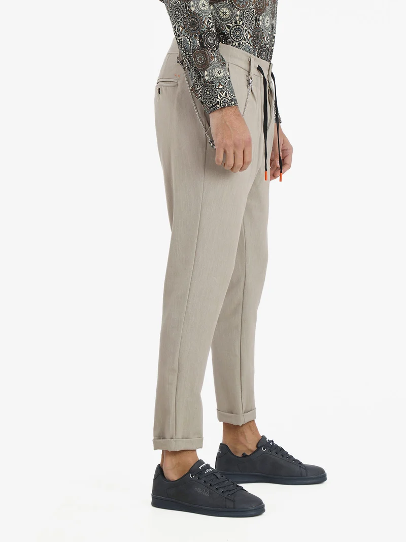 Pantaloni casual da uomo con catena - beige