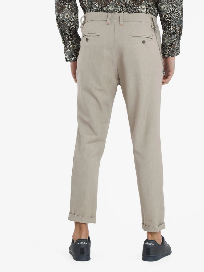 Pantaloni casual da uomo con catena - beige