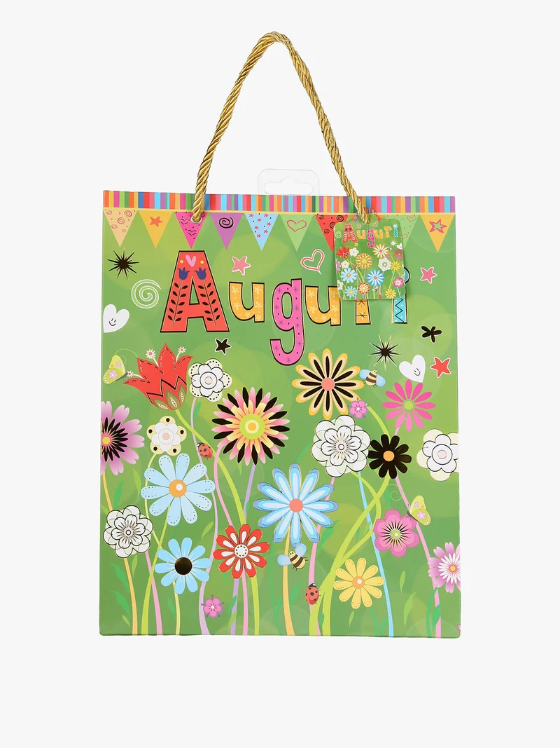 Sacchetto da regalo Auguri fiorato - verde