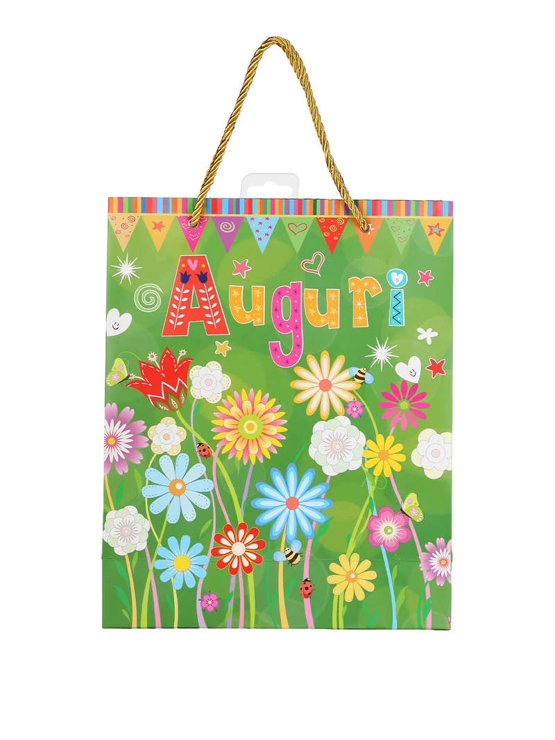 Sacchetto da regalo Auguri fiorato - verde