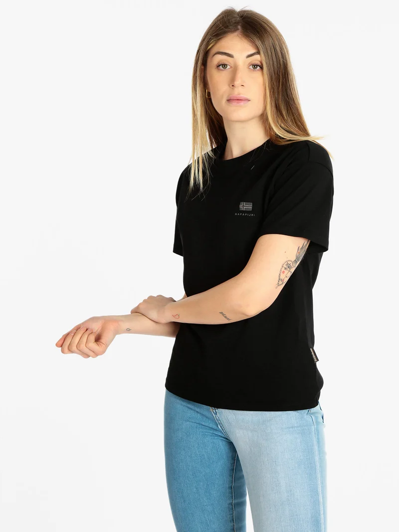 S NINA T-shirt donna manica corta con logo - nero