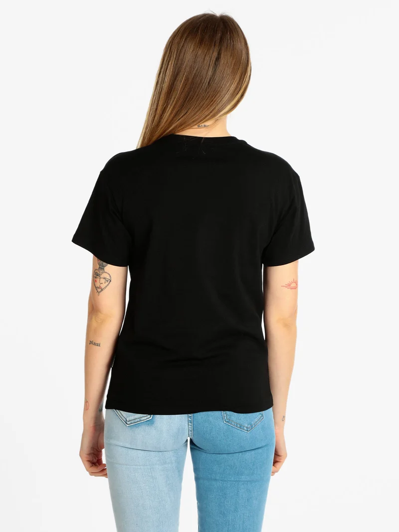 S NINA T-shirt donna manica corta con logo - nero
