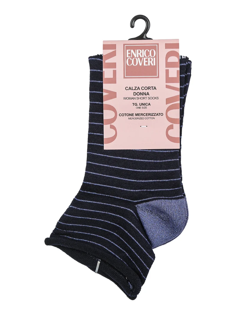 Calze corte da donna in cotone mercerizzato - blu scuro