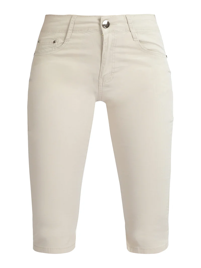 Pantaloni donna a pinocchietto in cotone - beige