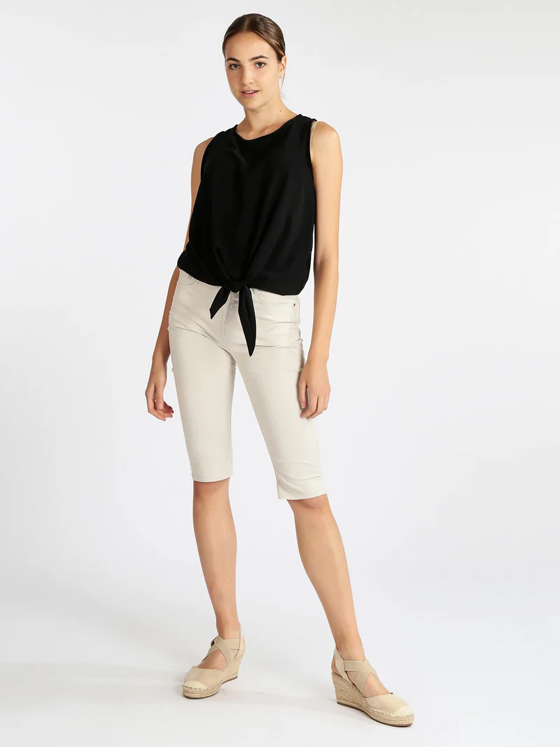 Pantaloni donna a pinocchietto in cotone - beige