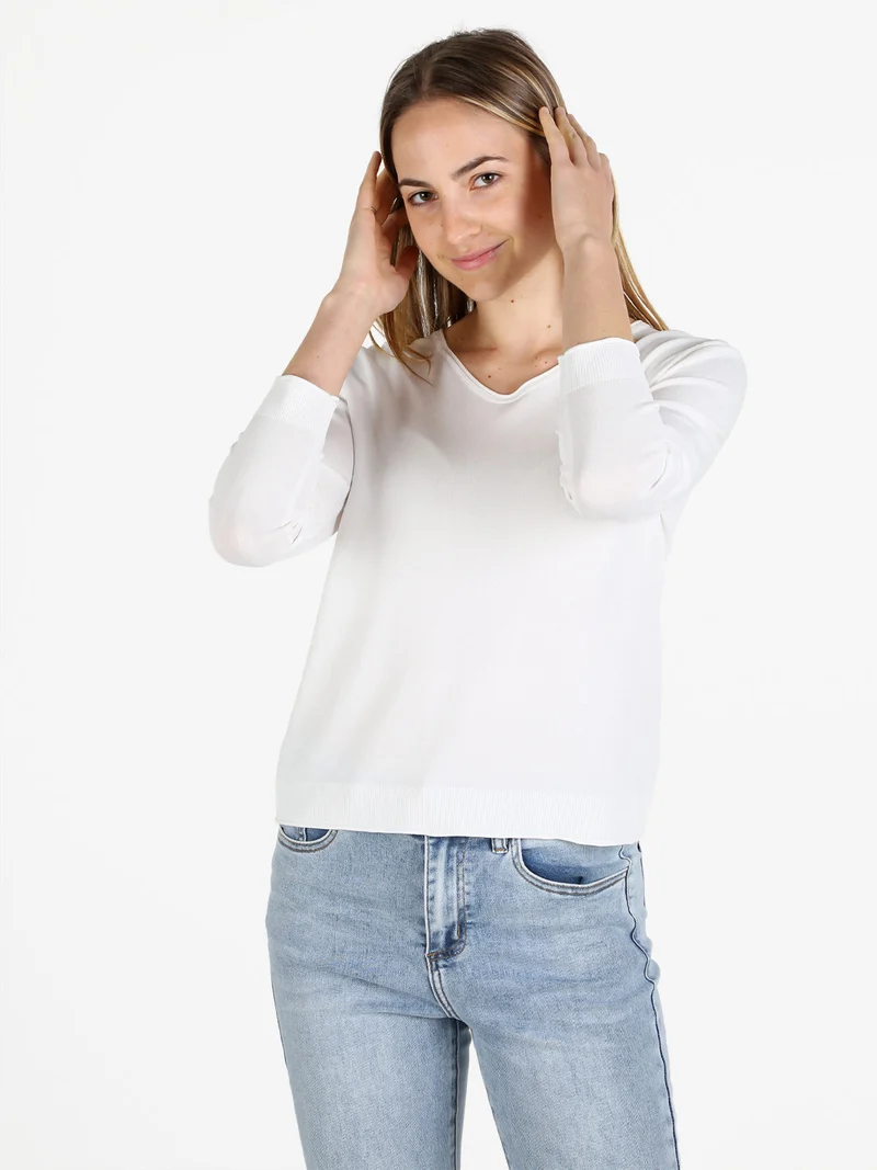 Maglia da donna a maniche lunghe - bianco