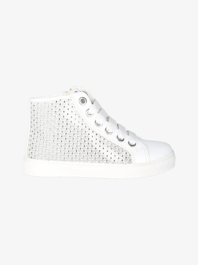 Sneakers alte da ragazza con strass - bianco