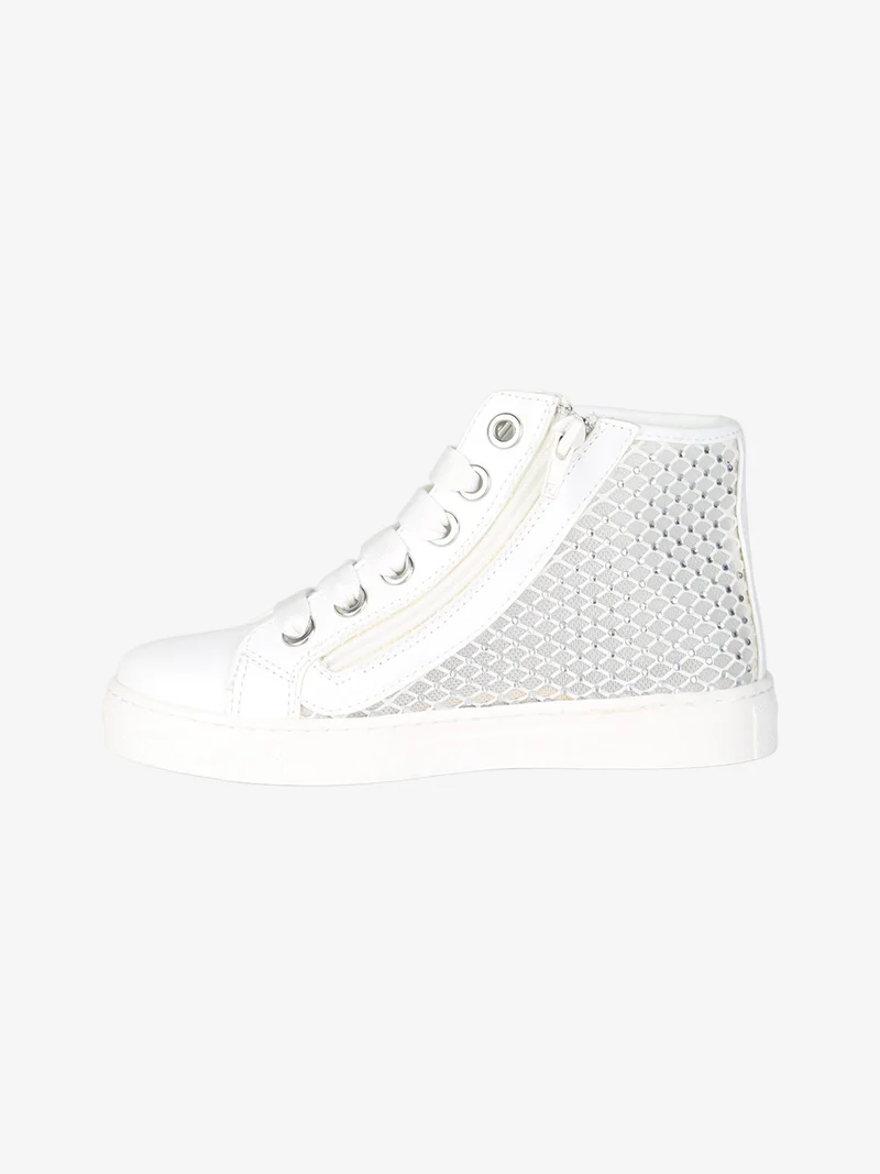 Sneakers alte da ragazza con strass - bianco