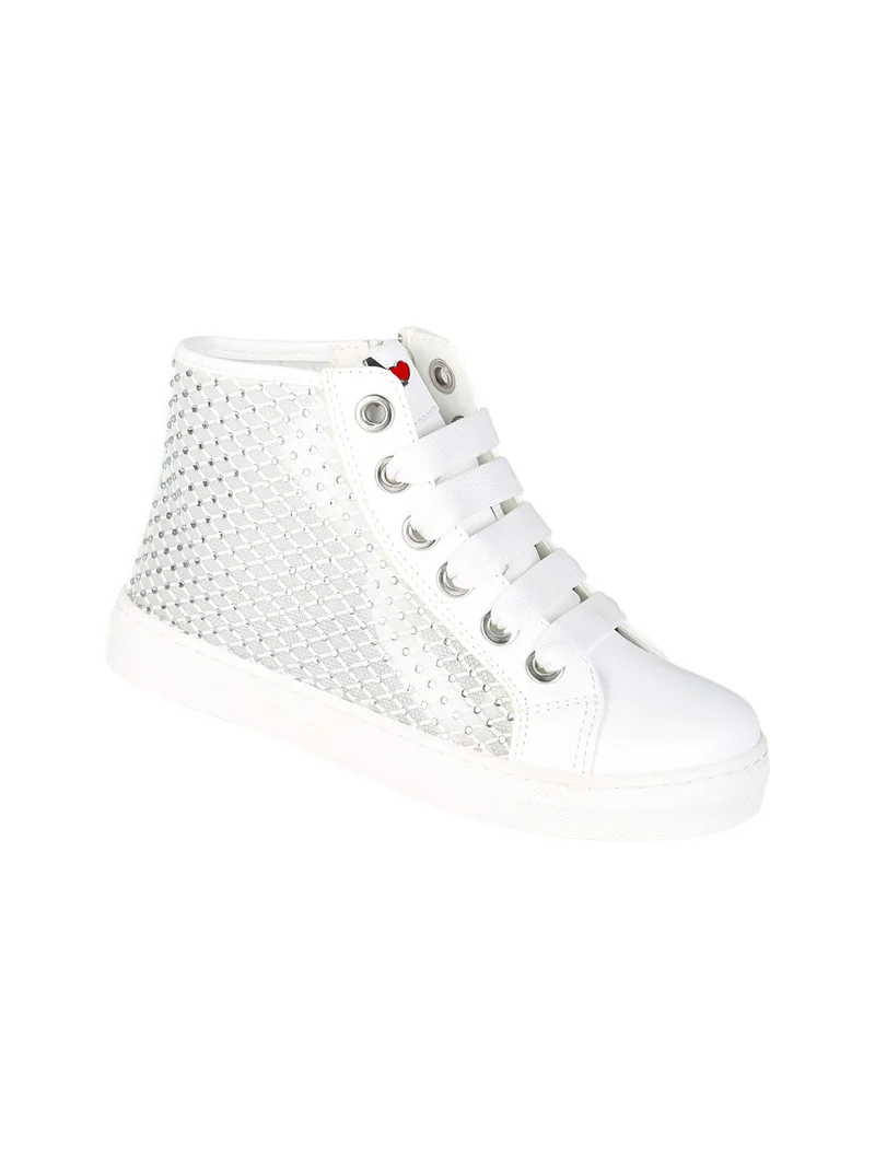 Sneakers alte da ragazza con strass - bianco