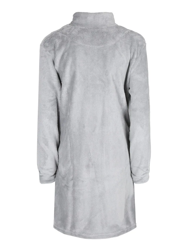 Vestaglia donna in pile con cerniera - grigio chiaro