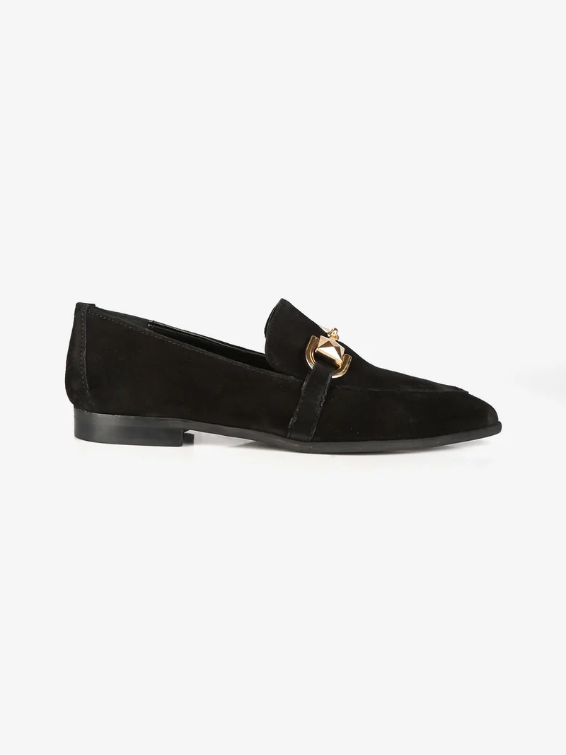 Mocassini donna in pelle a punta - nero