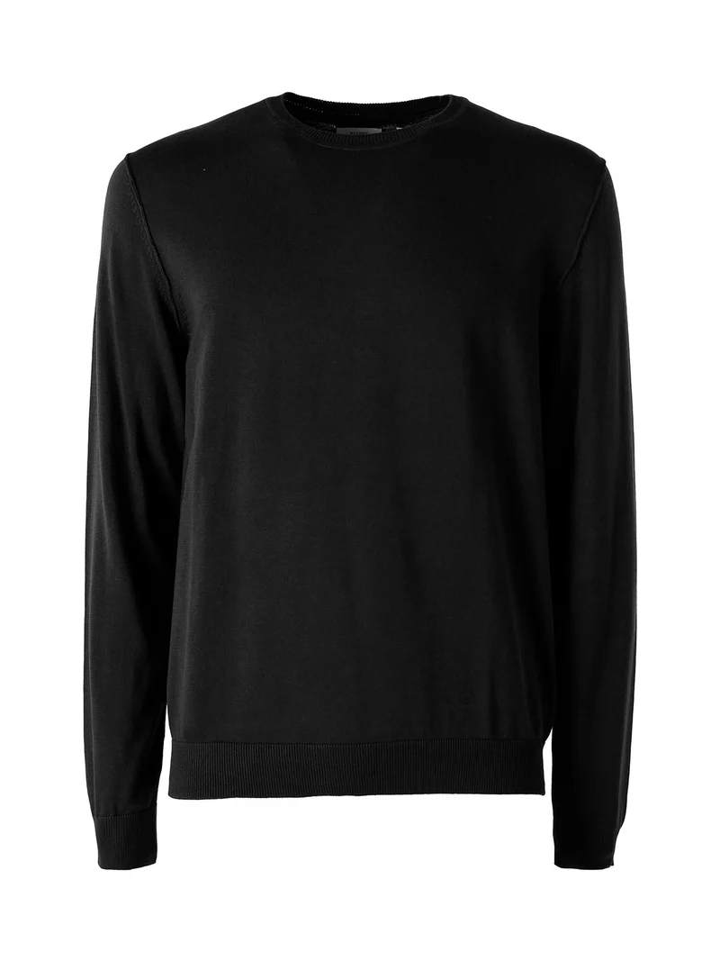 Pullover girocollo da uomo in cotone - nero