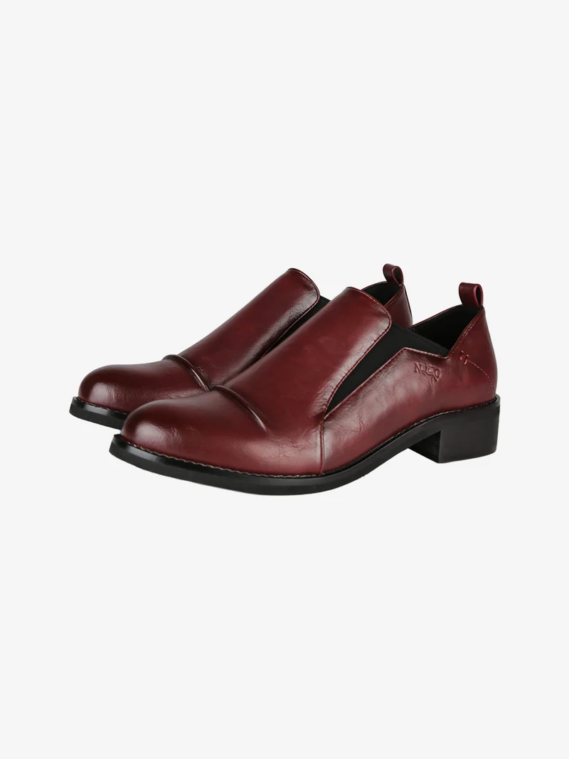 Mocassini donna in ecopelle con tacco largo - bordeaux