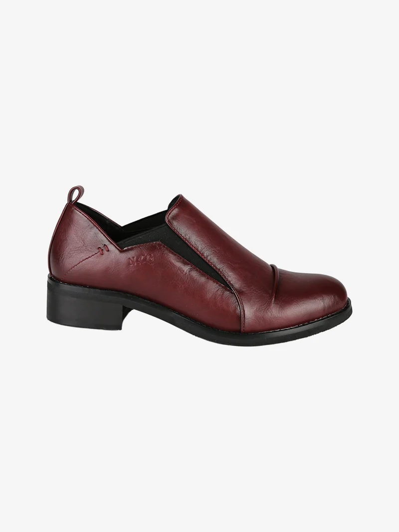 Mocassini donna in ecopelle con tacco largo - bordeaux