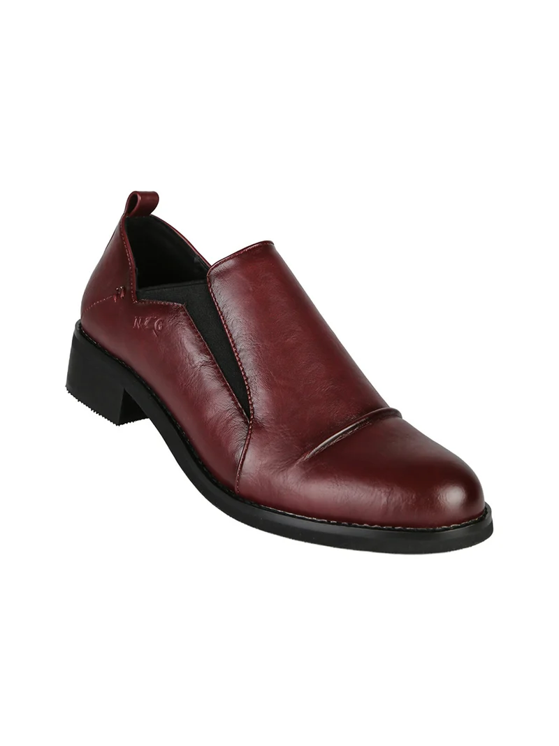 Mocassini donna in ecopelle con tacco largo - bordeaux