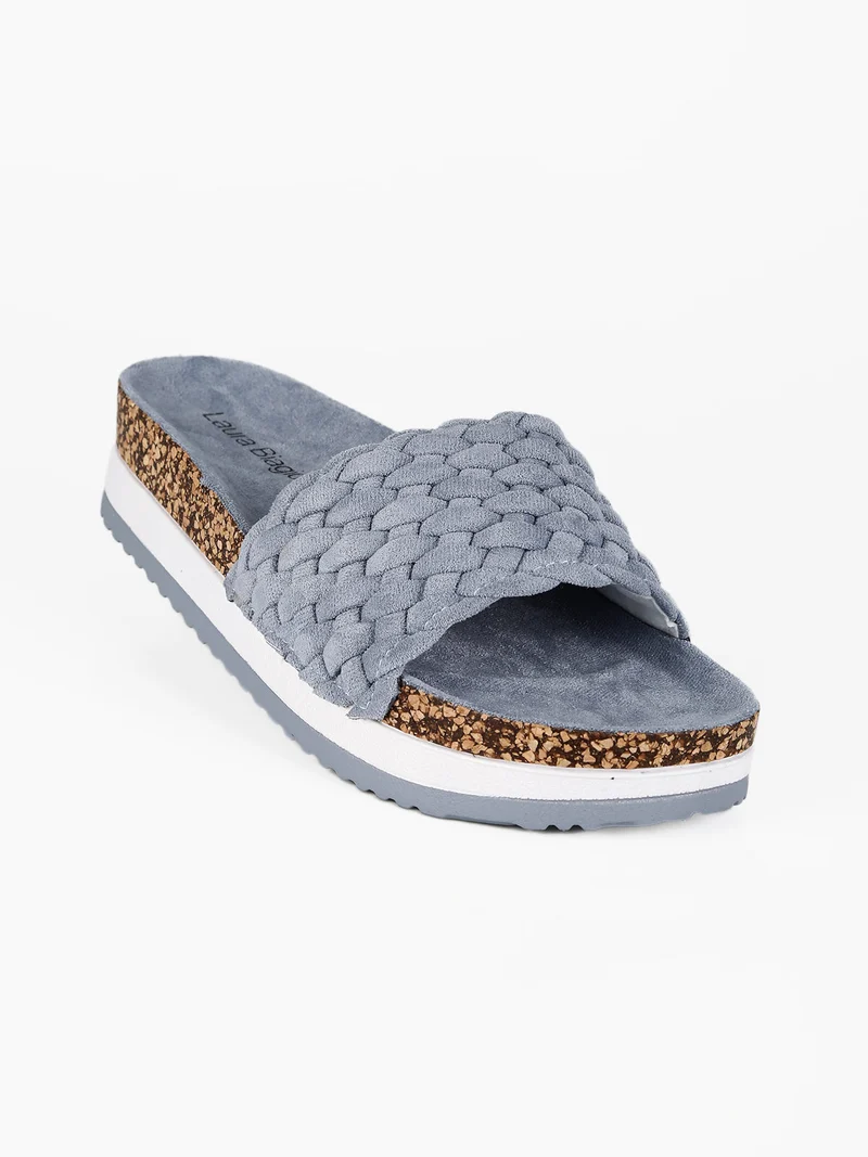 Ciabatte donna con platform scamosciate - azzurro