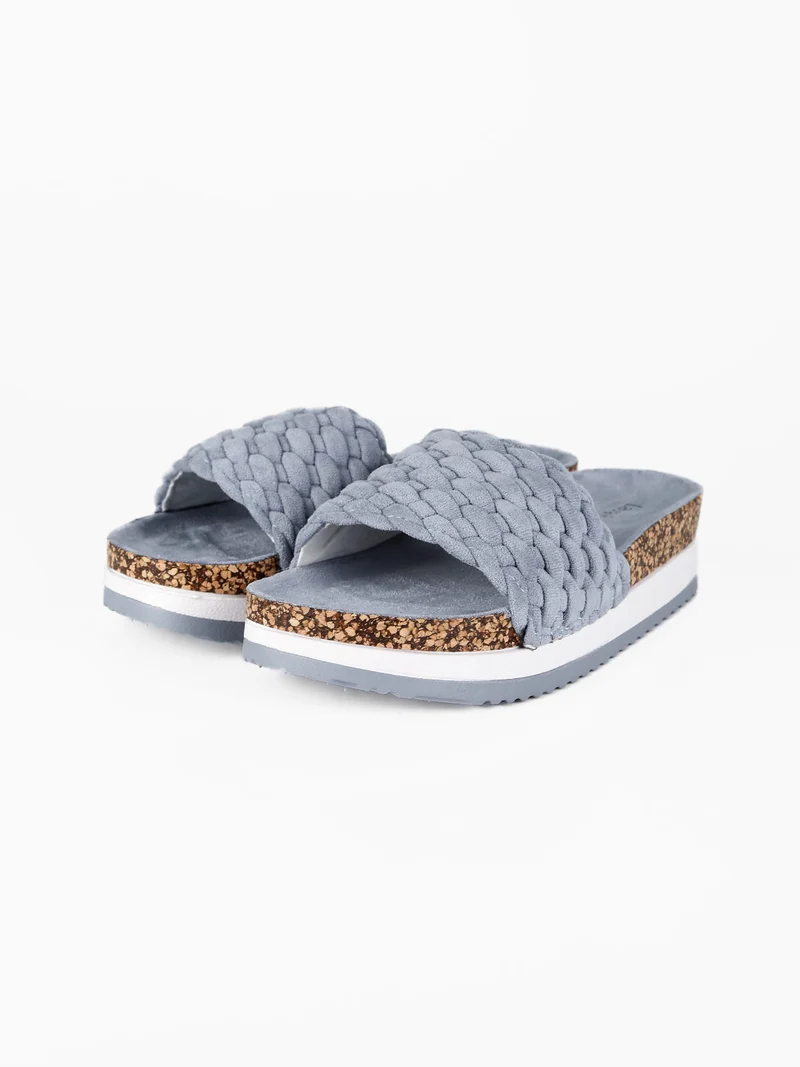 Ciabatte donna con platform scamosciate - azzurro
