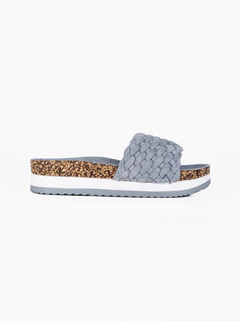 Ciabatte donna con platform scamosciate - azzurro