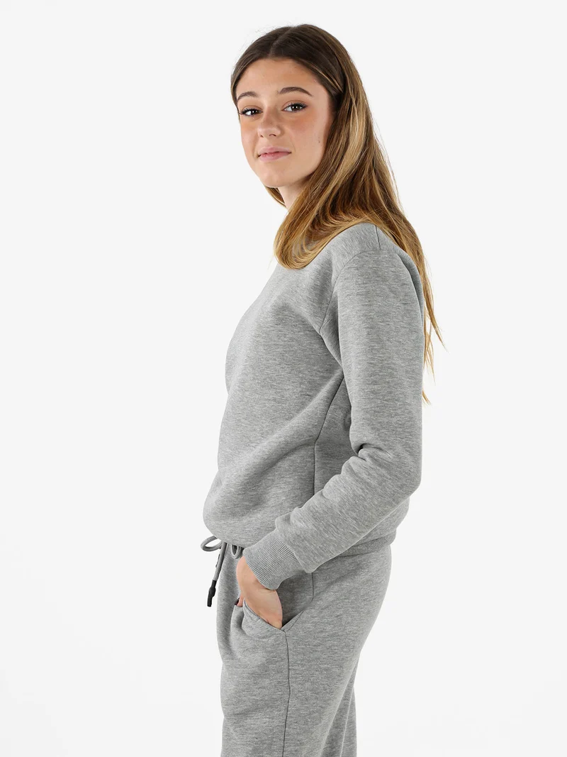 Felpa girocollo pesante da donna - grigio