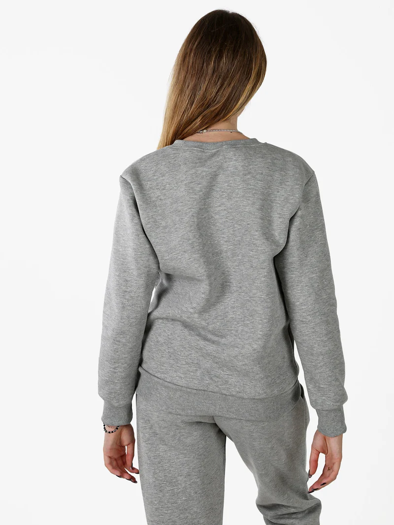 Felpa girocollo pesante da donna - grigio