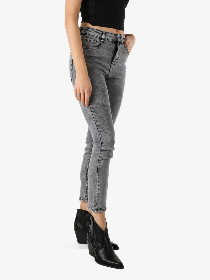 Jeans da donna skinny a vita alta - grigio
