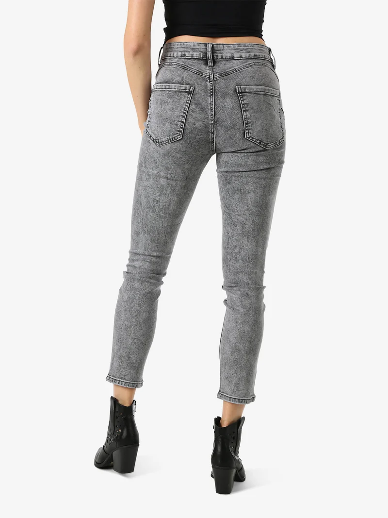 Jeans da donna skinny a vita alta - grigio