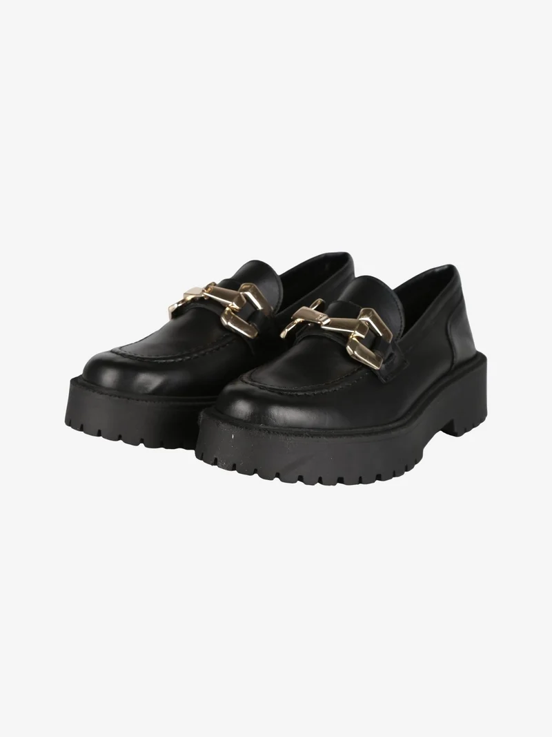 Mocassini in pelle donna con platform - nero