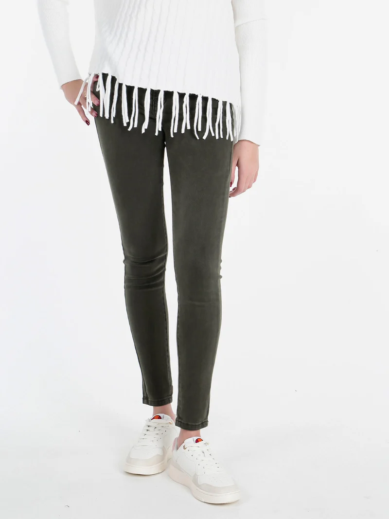 Pantaloni skinny da donna - verde scuro