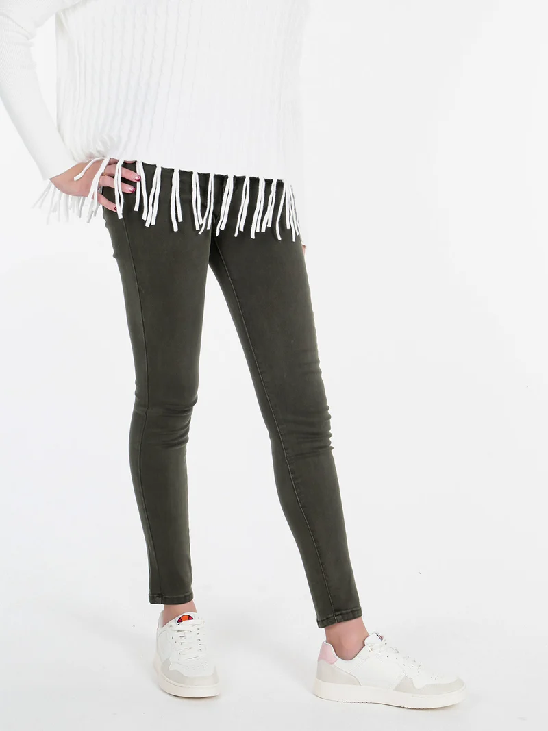Pantaloni skinny da donna - verde scuro