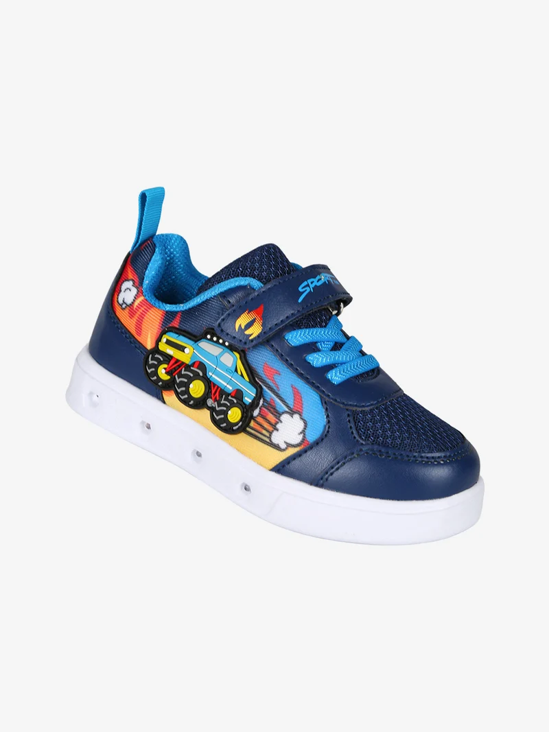 Sneakers da bambino con luci e cinturino a strappo - blu